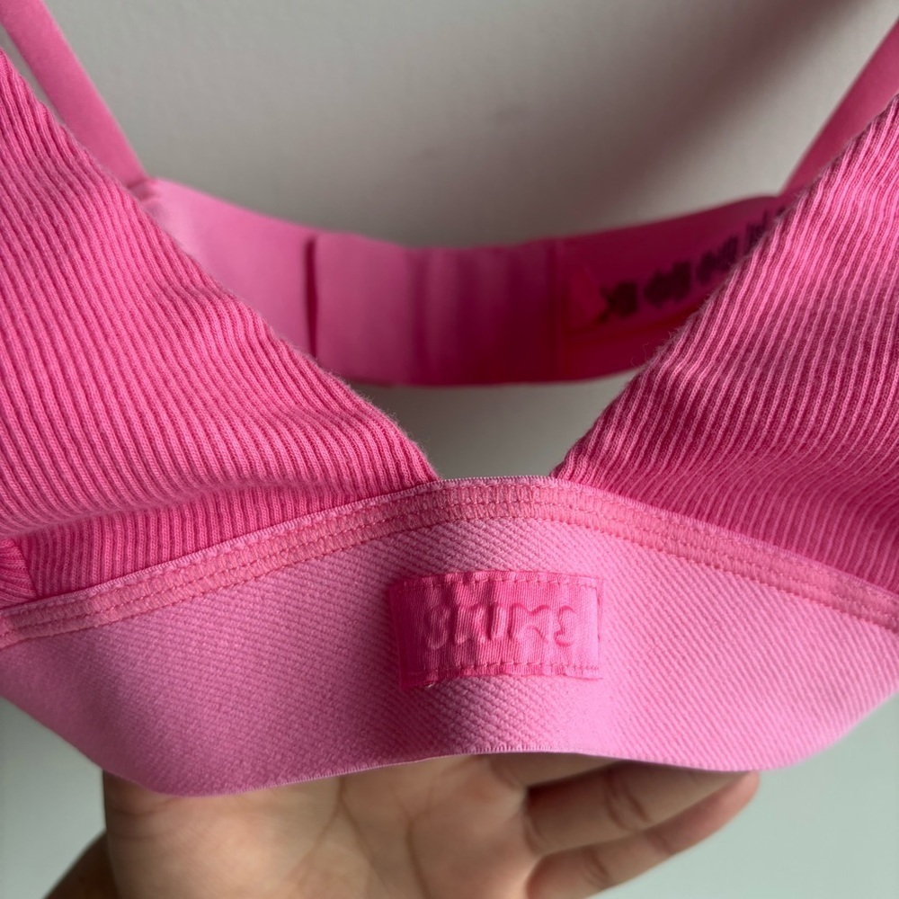 SKIMS PLUNGE RIBBED COTTON-BLEND JERSEY BRALETTE, SIZE M - Picture 3 of 8
